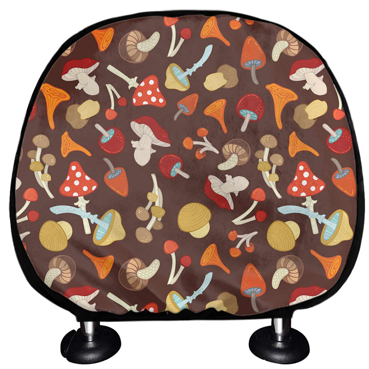 Cartoon Mushroom Pattern Print Car Headrest Covers