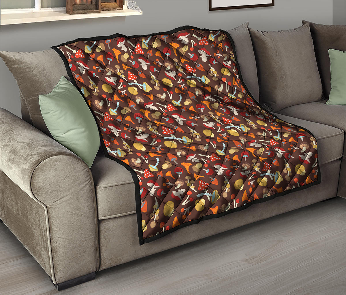 Cartoon Mushroom Pattern Print Quilt
