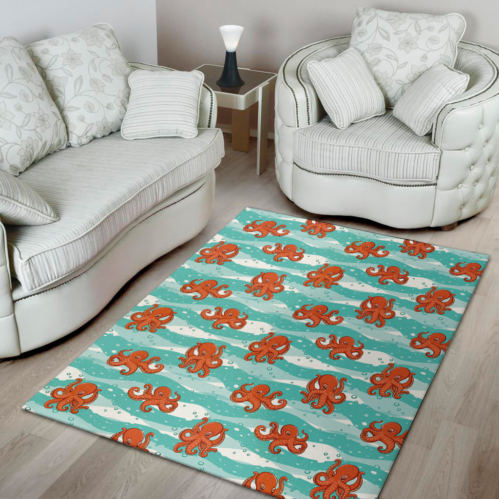 Cartoon Octopus Pattern Print Area Rug