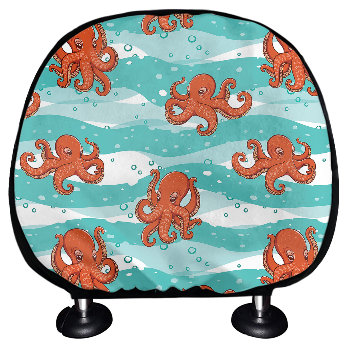 Cartoon Octopus Pattern Print Car Headrest Covers