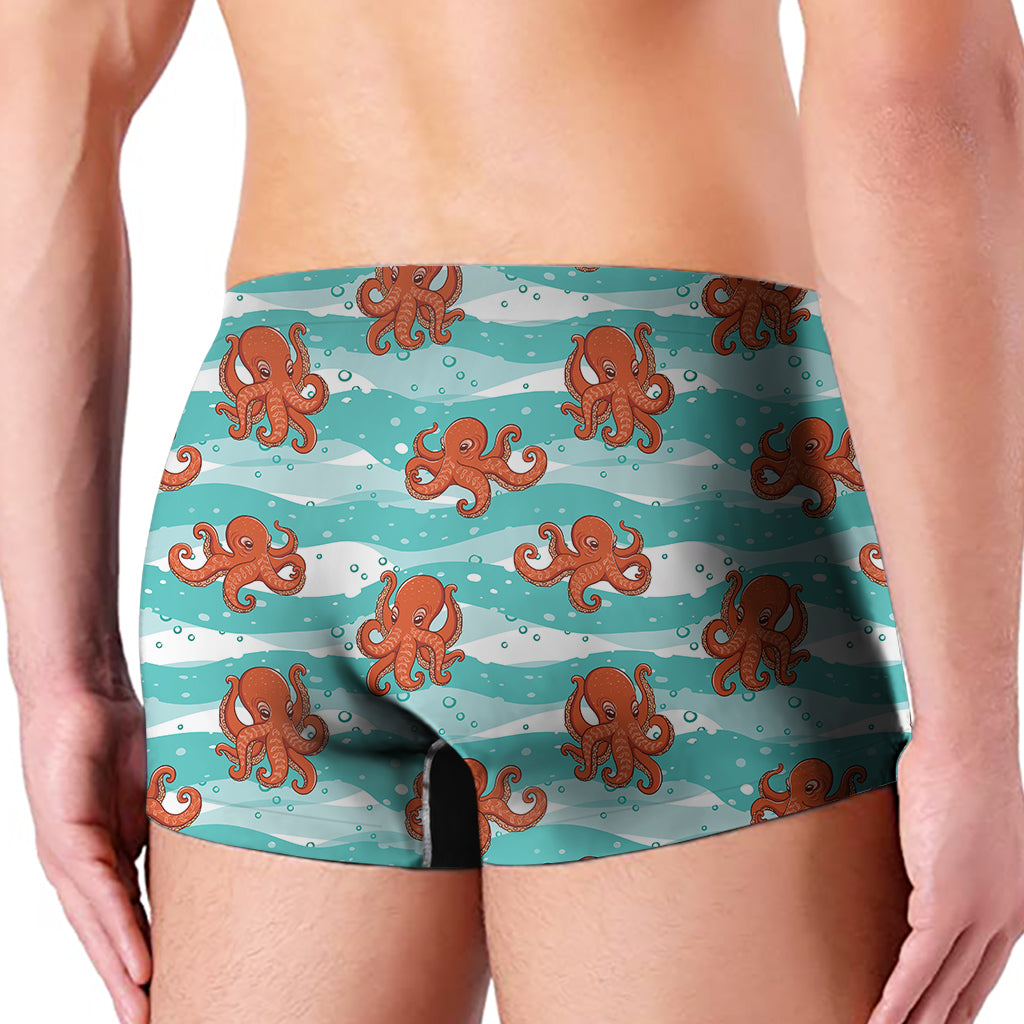 Cartoon Octopus Pattern Print Men's Boxer Briefs