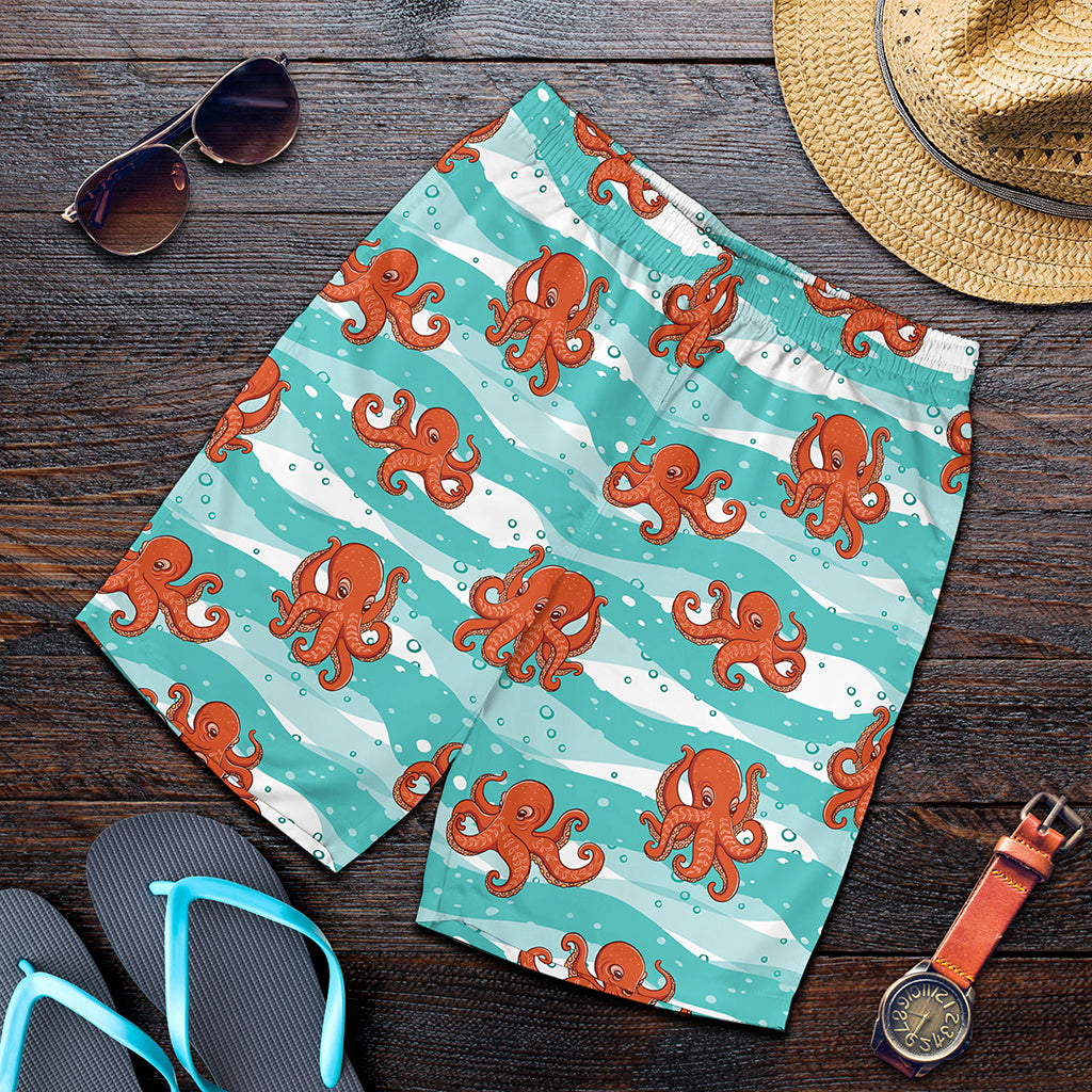 Cartoon Octopus Pattern Print Men's Shorts