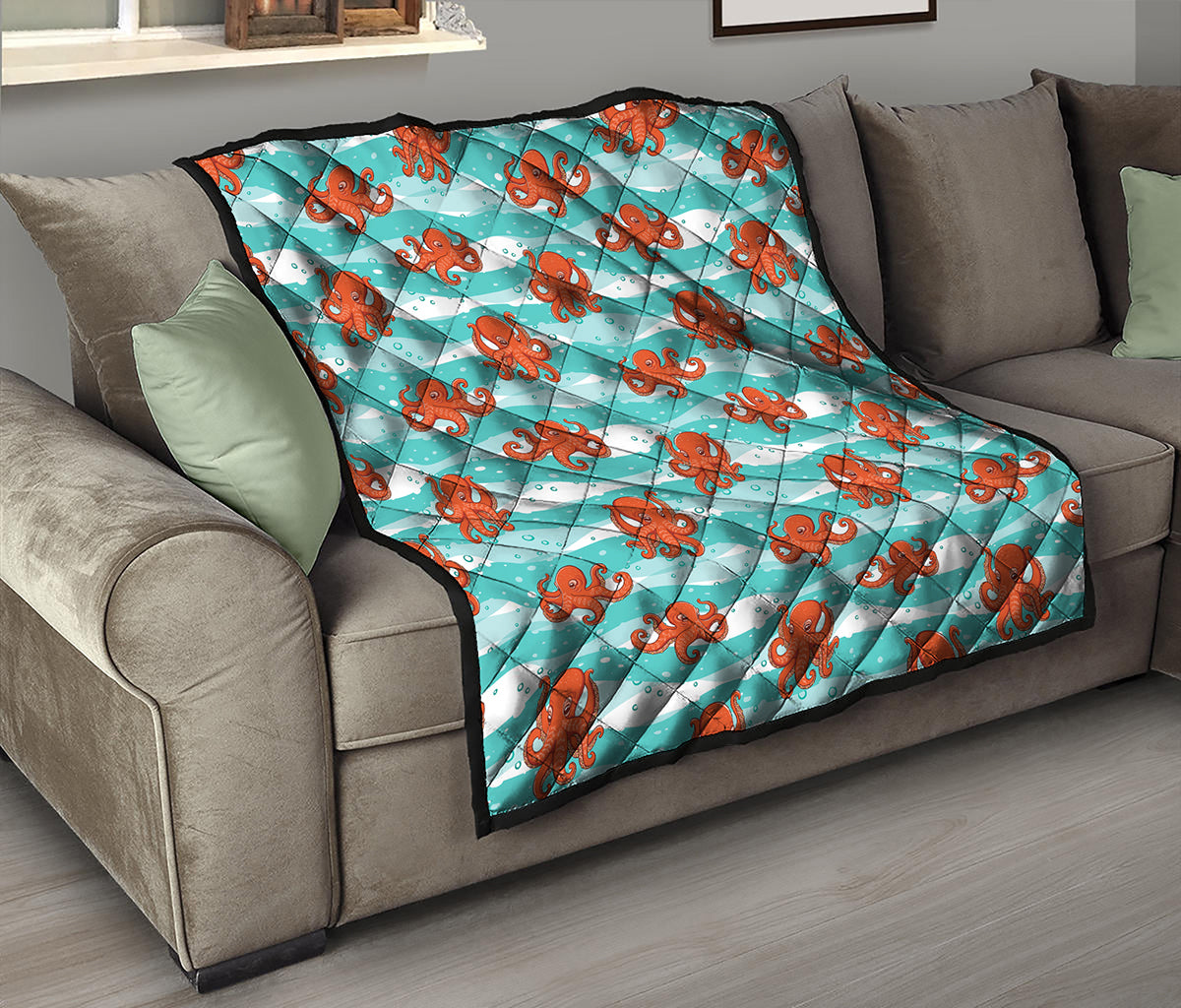 Cartoon Octopus Pattern Print Quilt