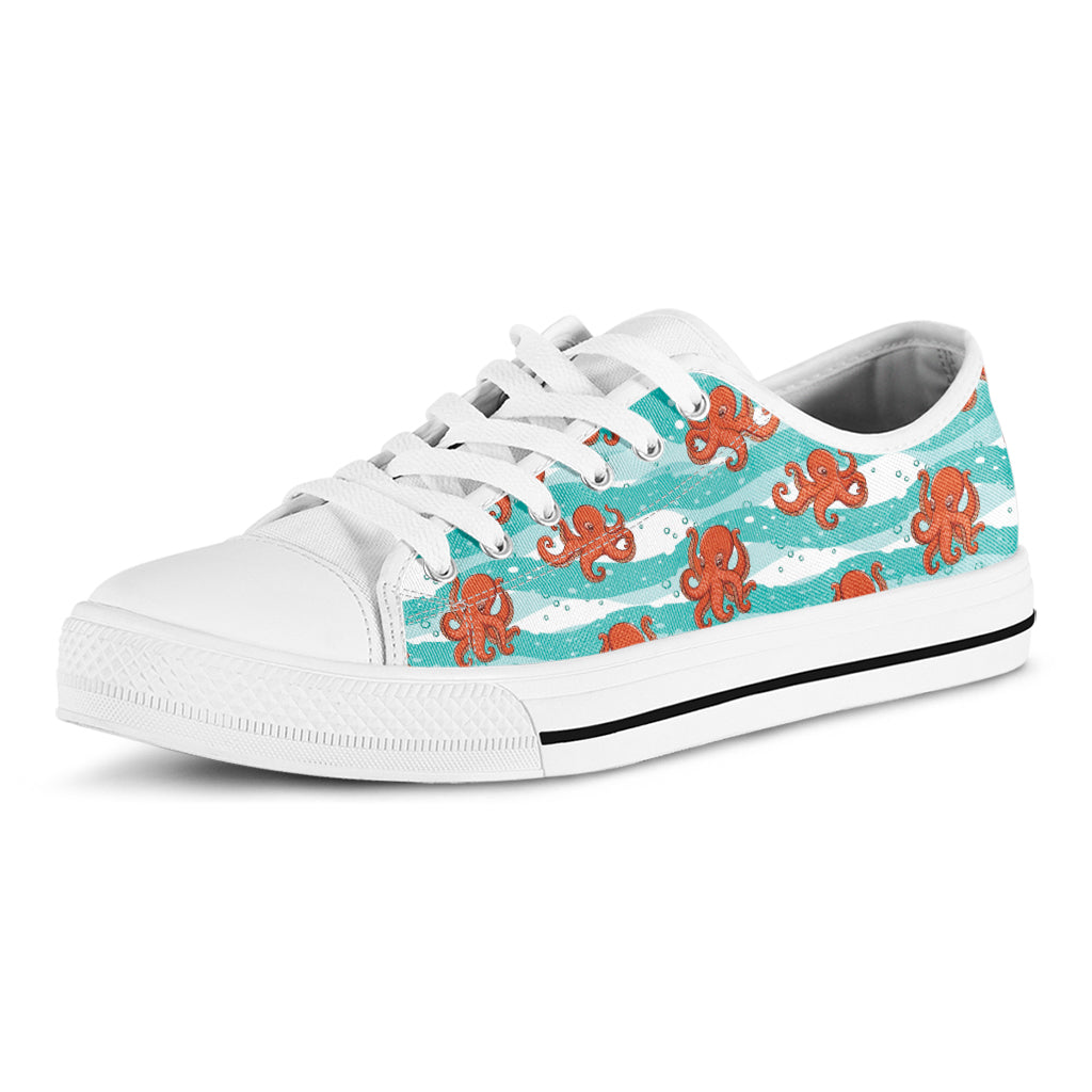 Cartoon Octopus Pattern Print White Low Top Shoes