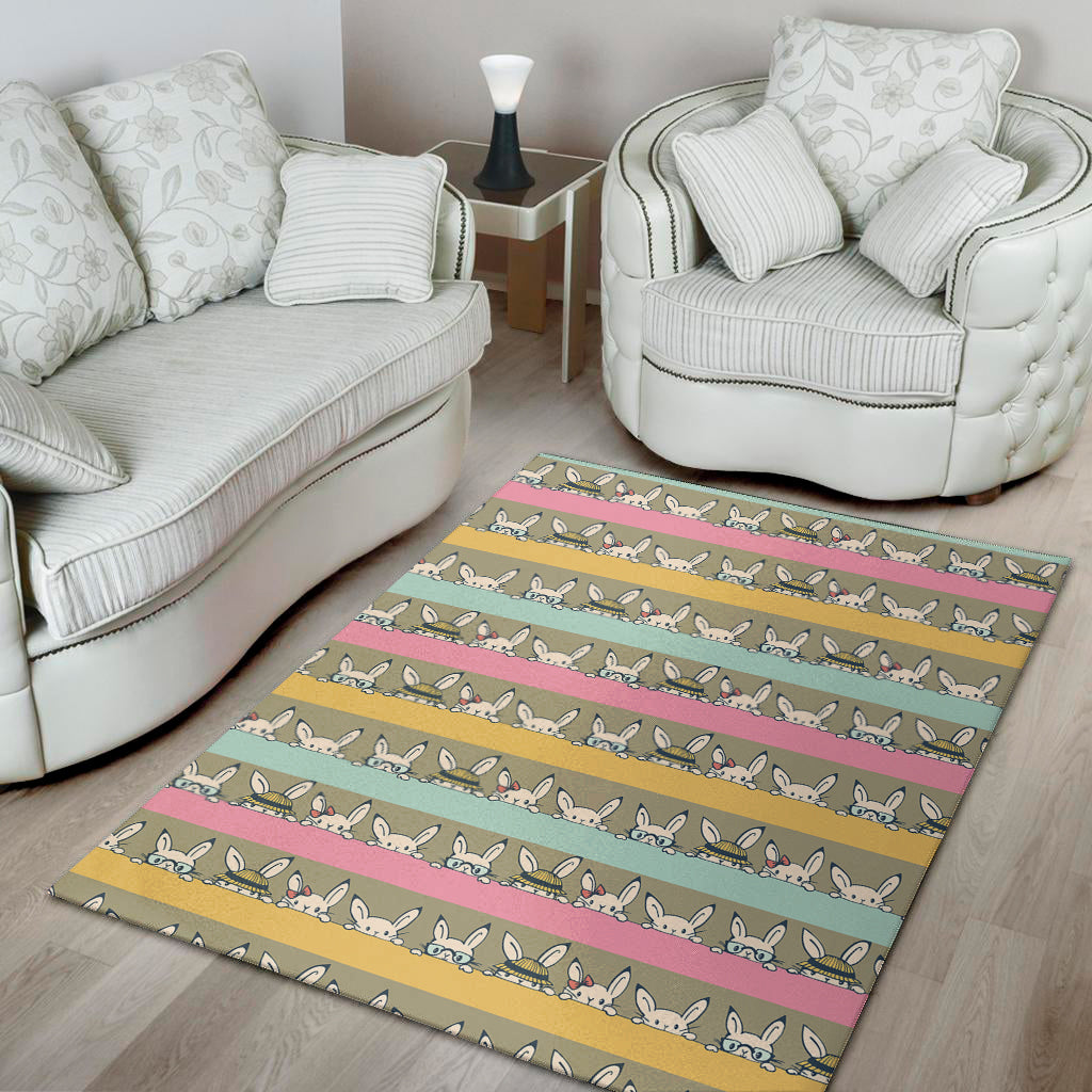 Cartoon Rabbit Pattern Print Area Rug