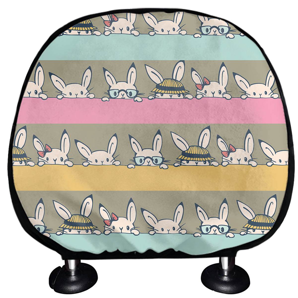 Cartoon Rabbit Pattern Print Car Headrest Covers