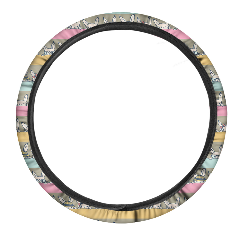Cartoon Rabbit Pattern Print Car Steering Wheel Cover