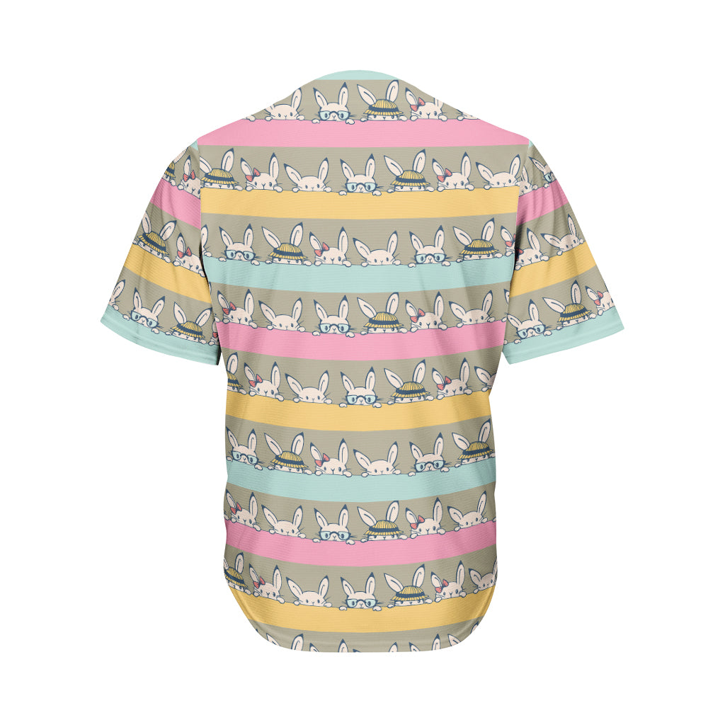 Cartoon Rabbit Pattern Print Men's Baseball Jersey