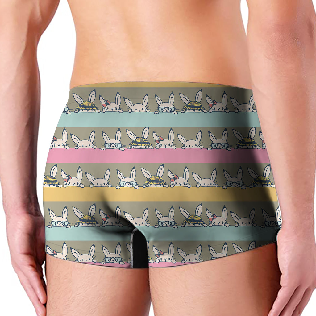 Cartoon Rabbit Pattern Print Men's Boxer Briefs