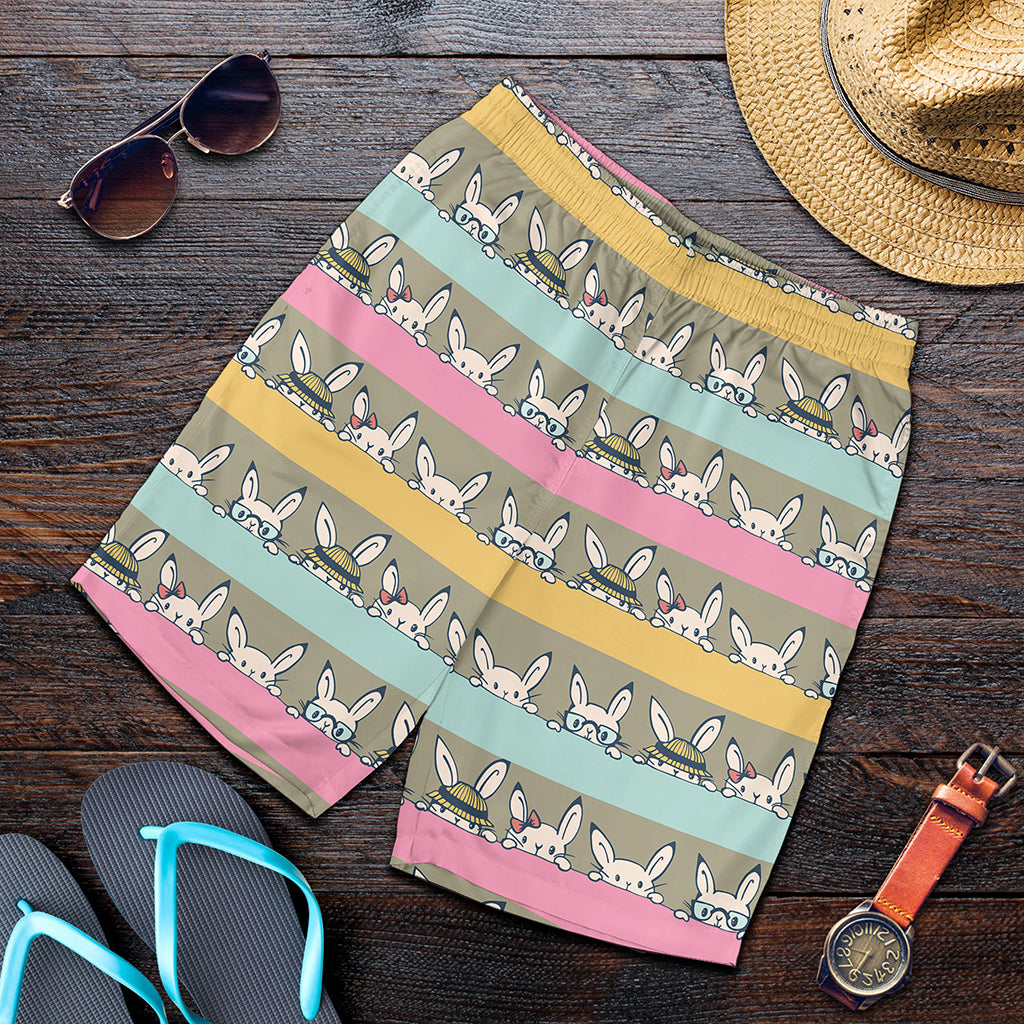 Cartoon Rabbit Pattern Print Men's Shorts
