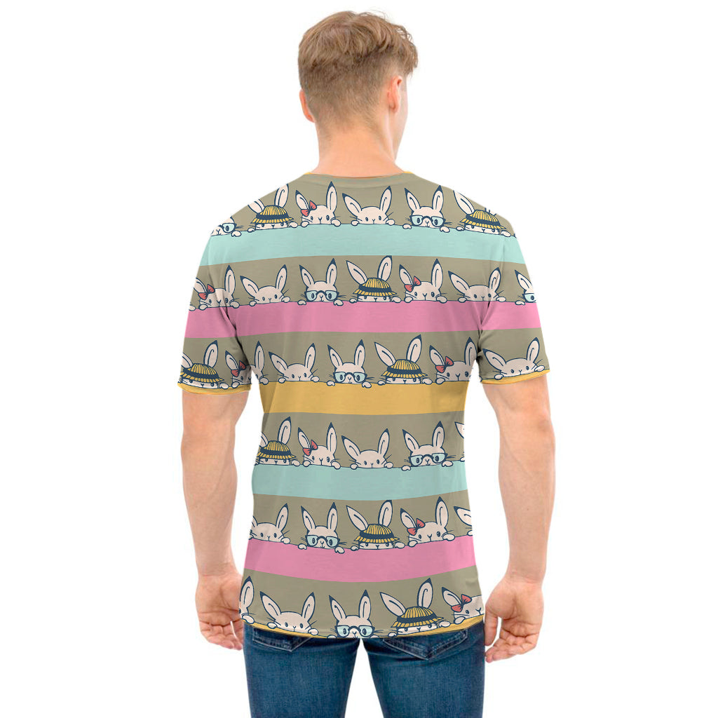 Cartoon Rabbit Pattern Print Men's T-Shirt