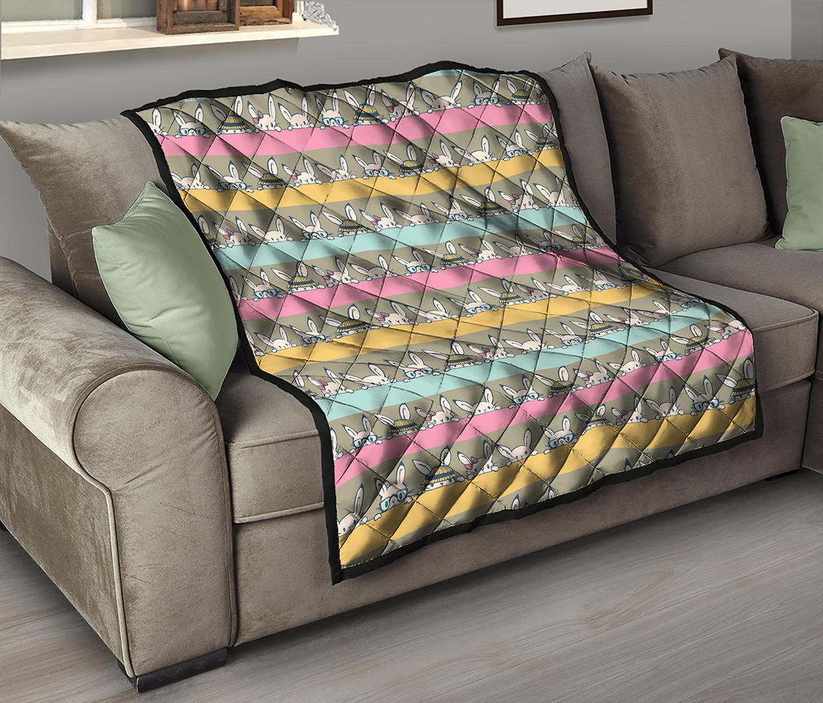 Cartoon Rabbit Pattern Print Quilt