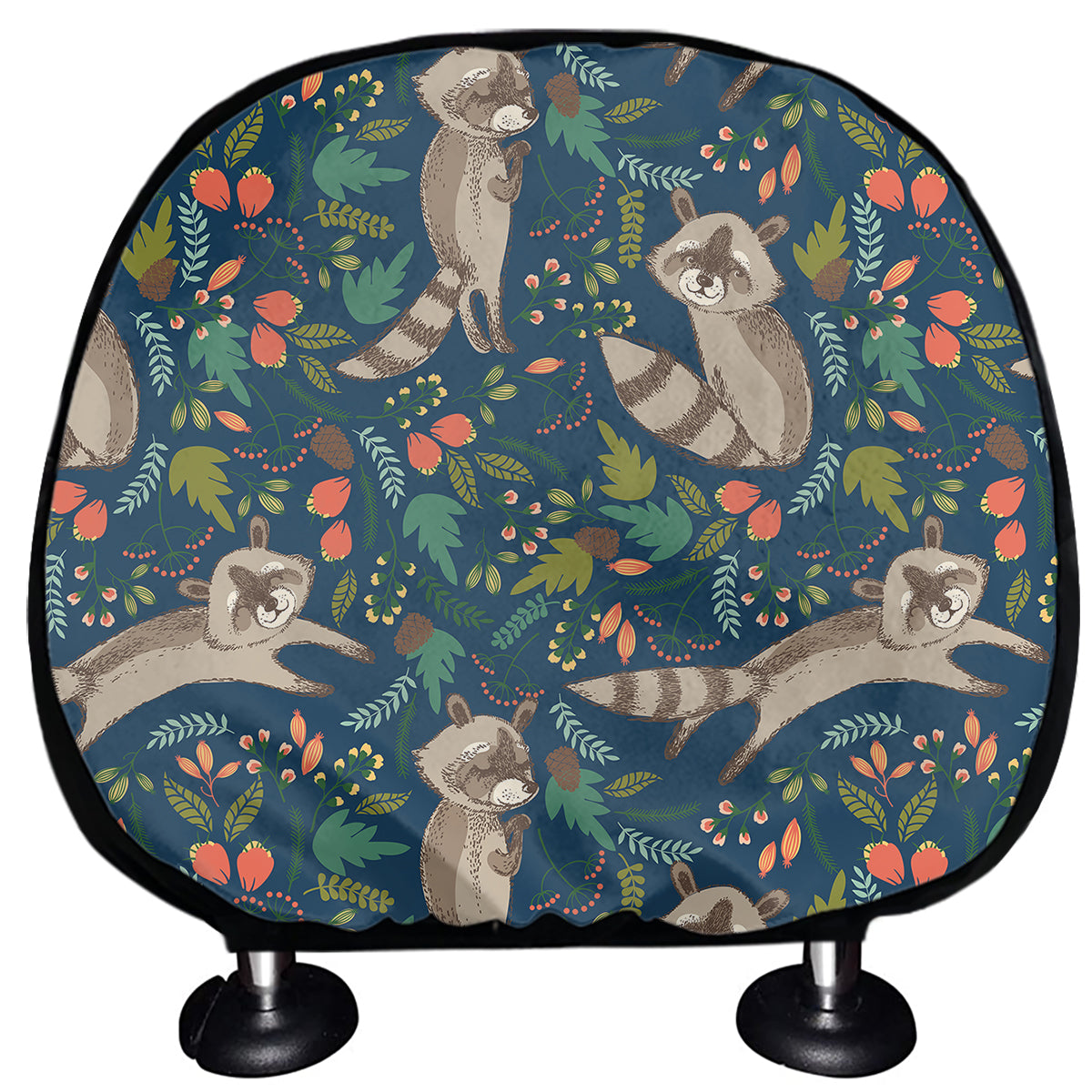 Cartoon Raccoon Pattern Print Car Headrest Covers