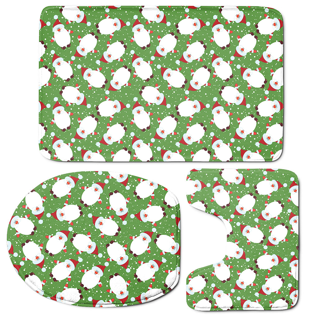 Cartoon Santa Claus Pattern Print 3 Piece Bath Mat Set