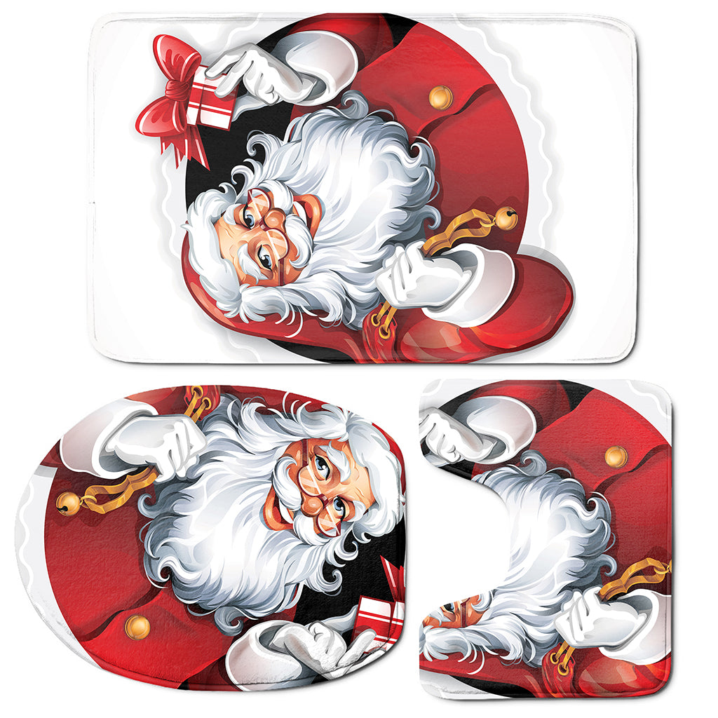 Cartoon Santa Claus Print 3 Piece Bath Mat Set