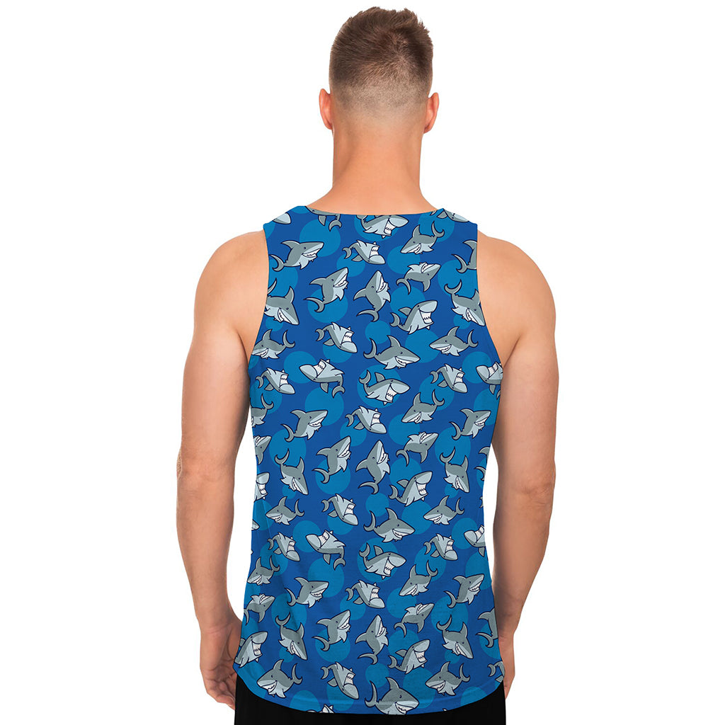 Cartoon Shark Pattern Print Men's Tank Top
