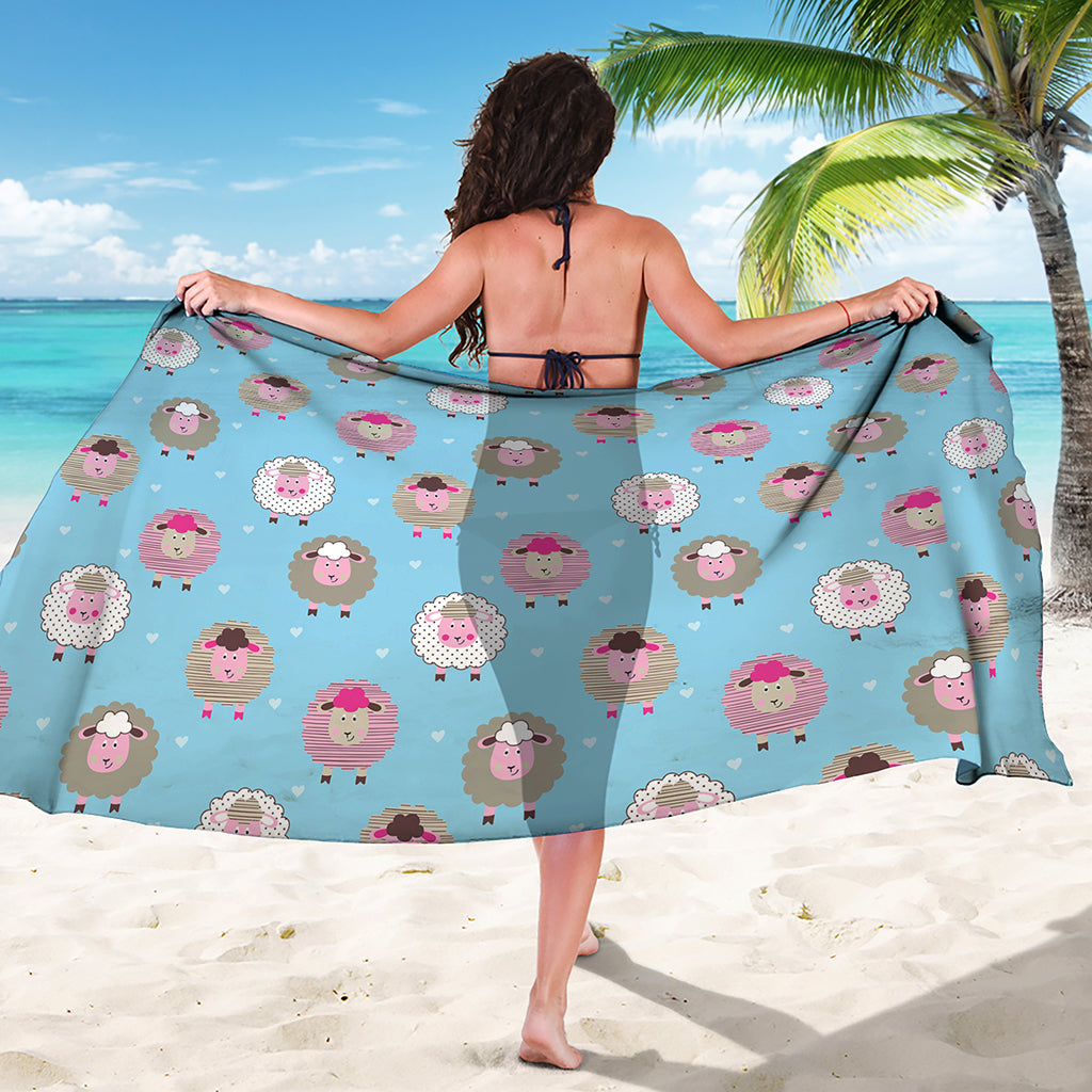 Cartoon Sheep Pattern Print Beach Sarong Wrap