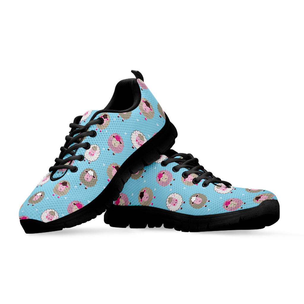 Cartoon Sheep Pattern Print Black Sneakers