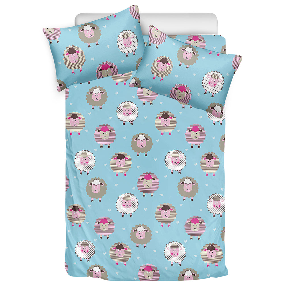 Cartoon Sheep Pattern Print Duvet Cover Bedding Set