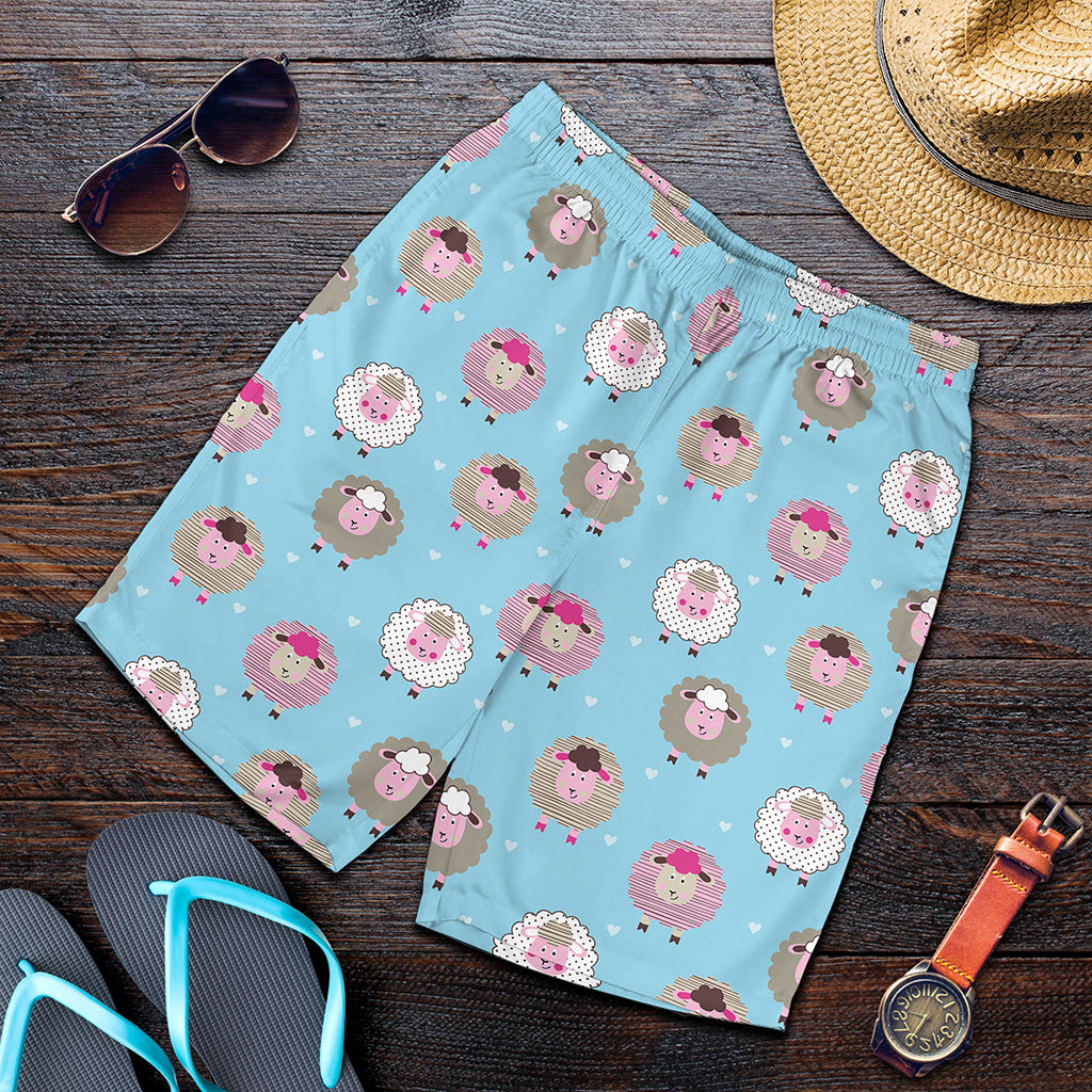 Cartoon Sheep Pattern Print Men's Shorts