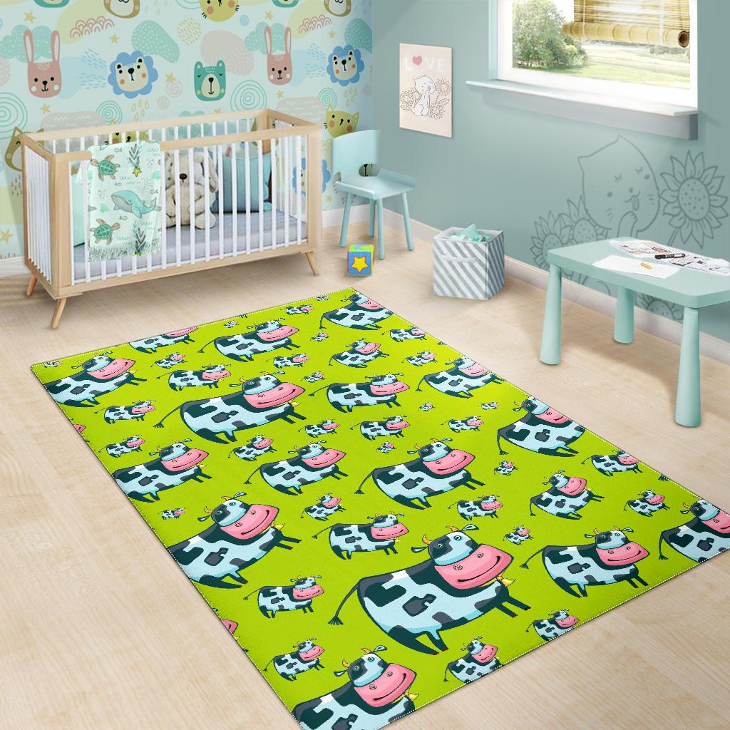 Cartoon Smiley Cow Pattern Print Area Rug GearFrost