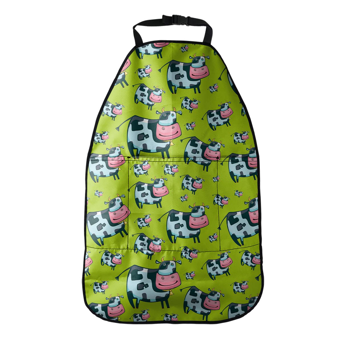 Cartoon Smiley Cow Pattern Print Car Seat Organizers