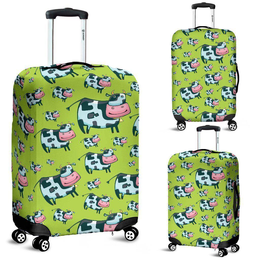 Cartoon Smiley Cow Pattern Print Luggage Cover GearFrost