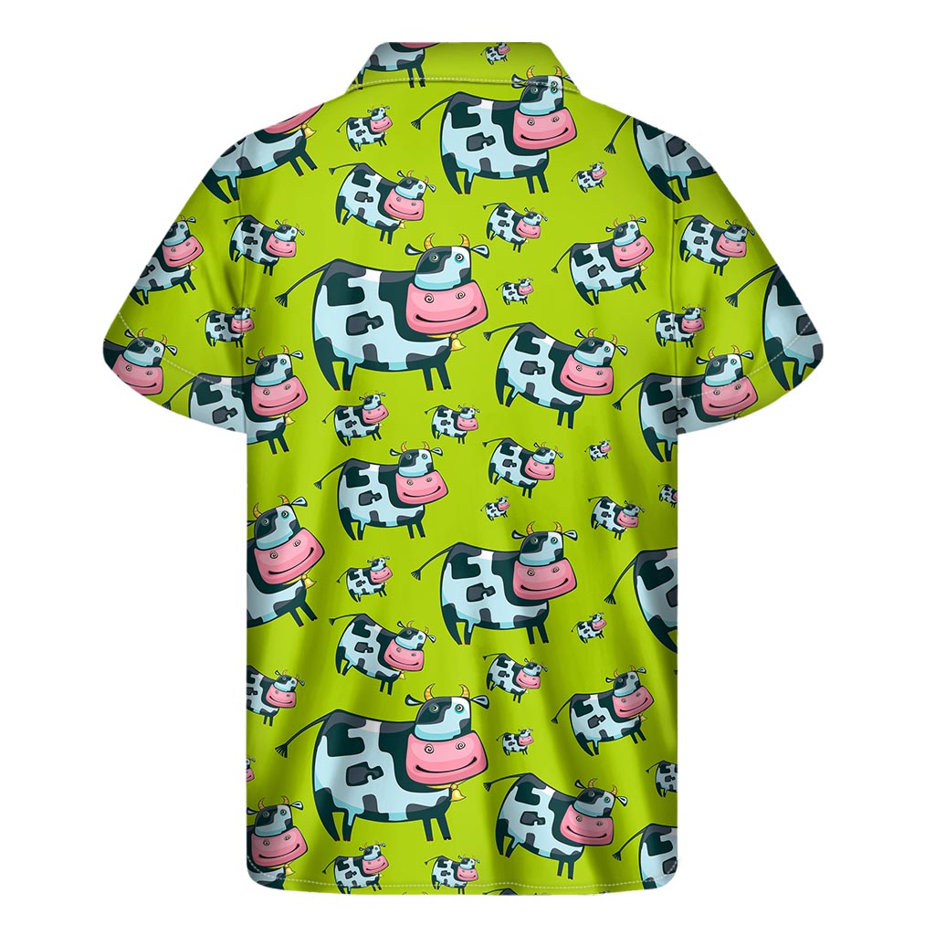 Cartoon Smiley Cow Pattern Print Men's Short Sleeve Shirt