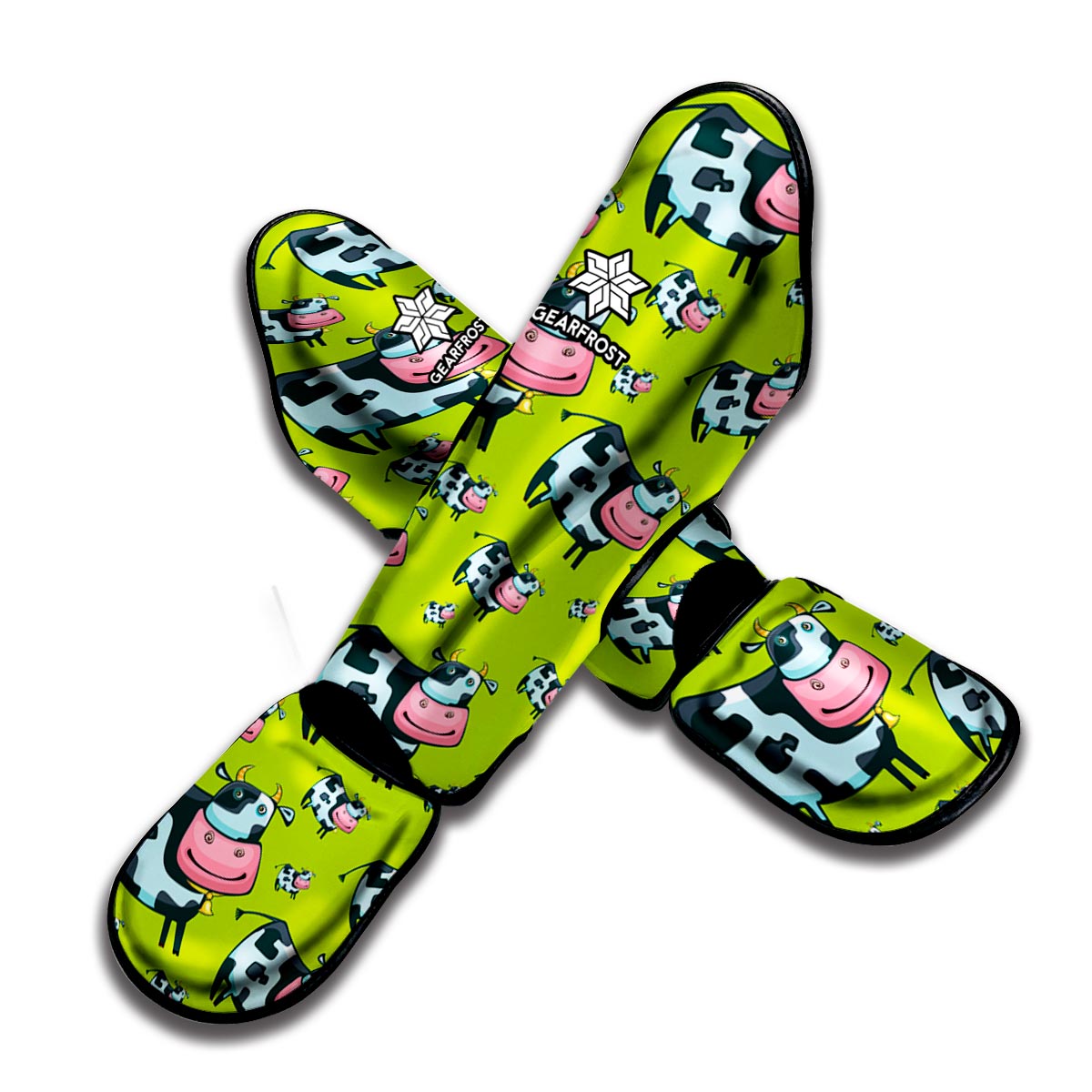 Cartoon Smiley Cow Pattern Print Muay Thai Shin Guard