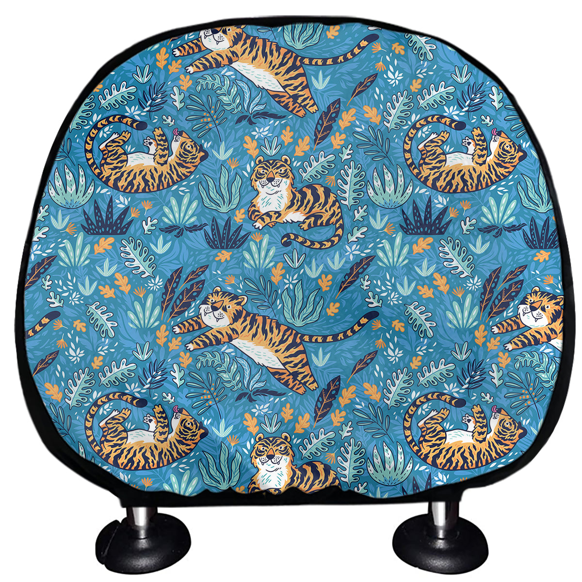 Cartoon Tiger Pattern Print Car Headrest Covers