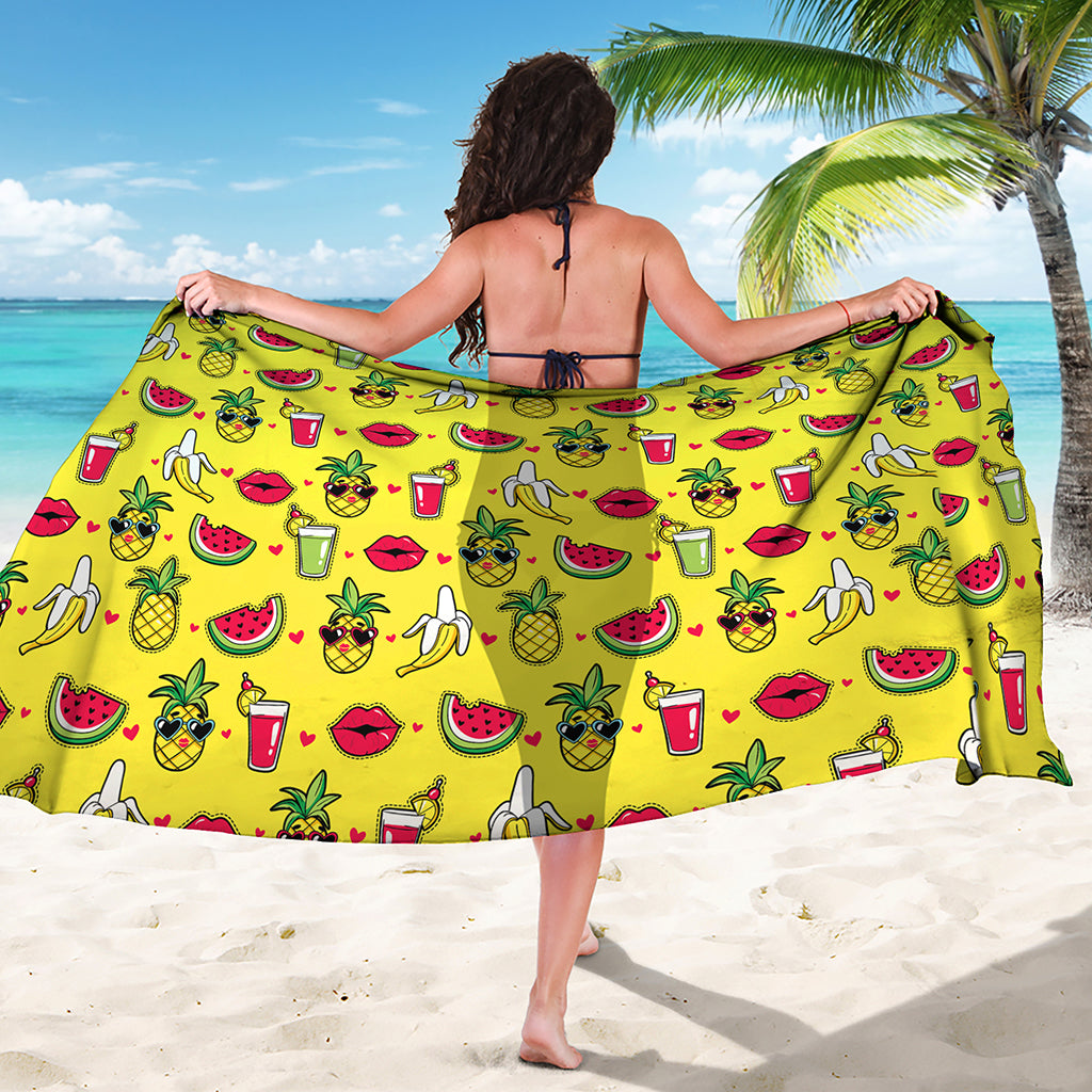 Cartoon Tropical Pattern Print Beach Sarong Wrap