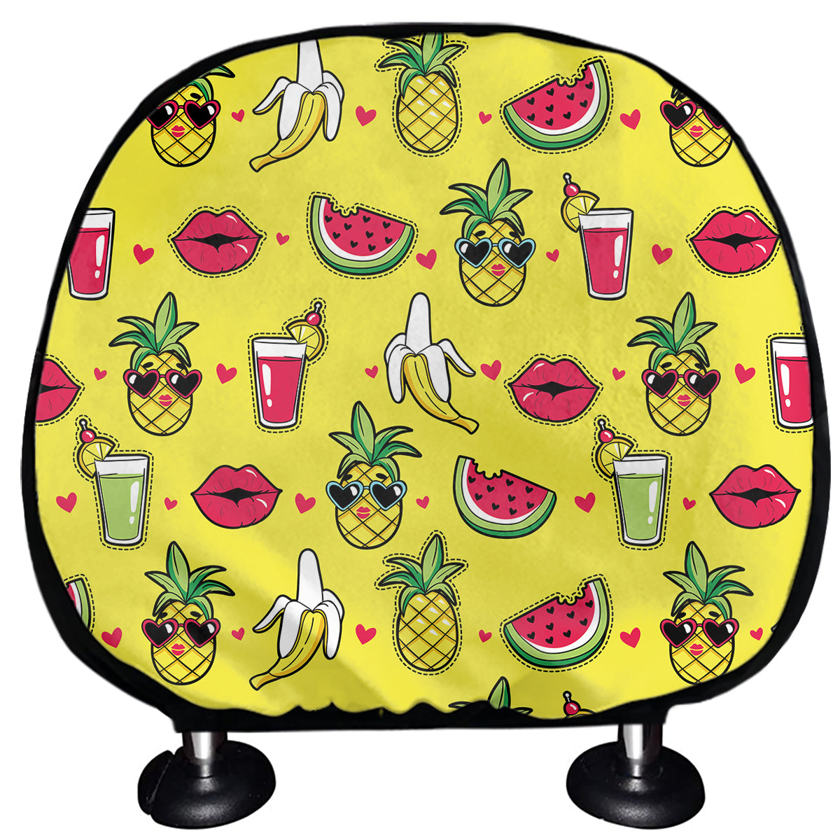 Cartoon Tropical Pattern Print Car Headrest Covers