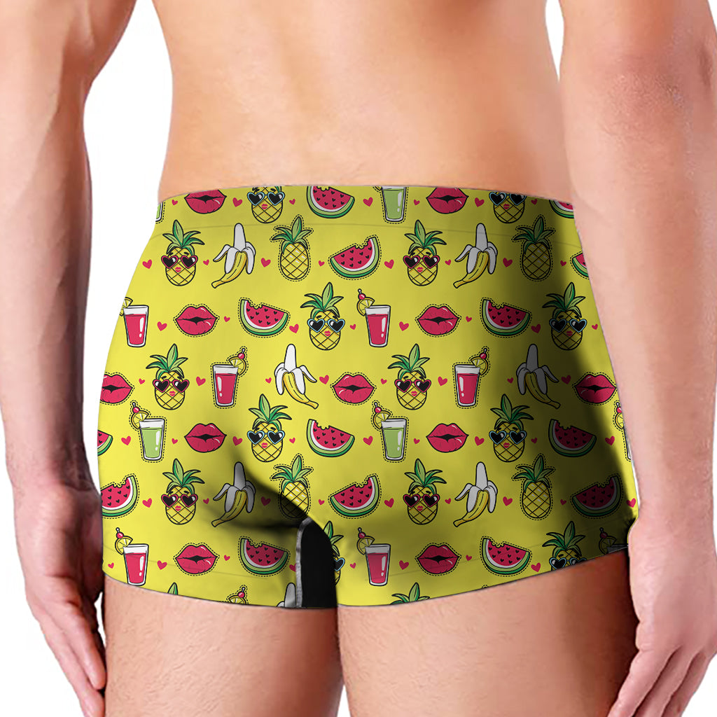 Cartoon Tropical Pattern Print Men's Boxer Briefs