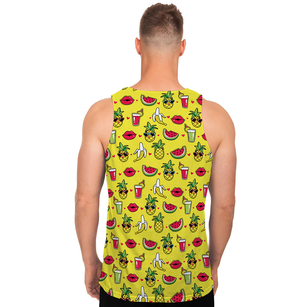 Cartoon Tropical Pattern Print Men's Tank Top