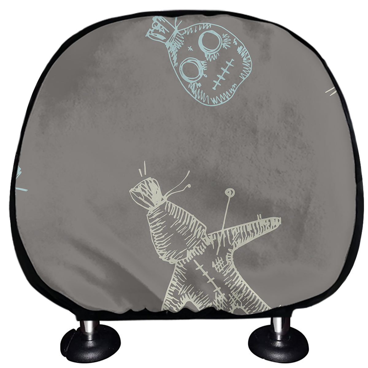 Cartoon Voodoo Doll Pattern Print Car Headrest Covers