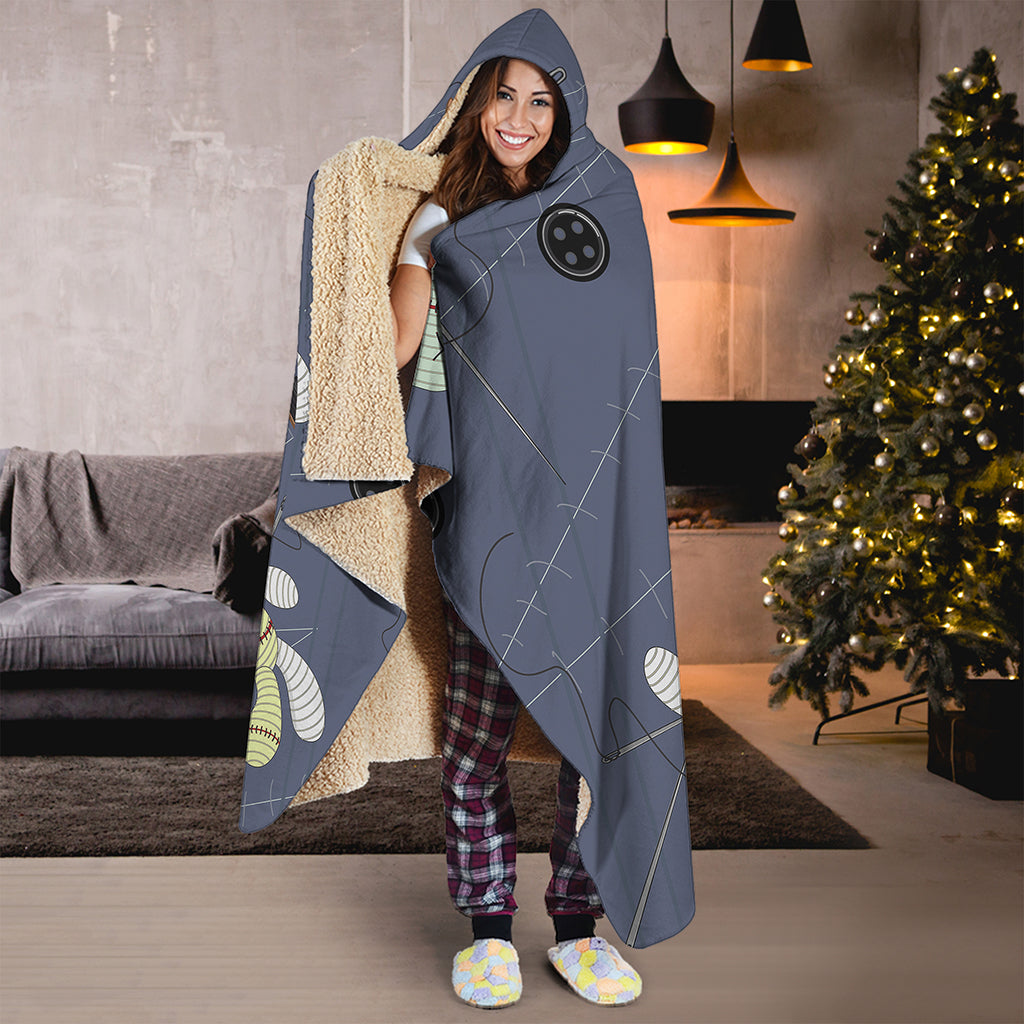 Cartoon Voodoo Doll Print Hooded Blanket