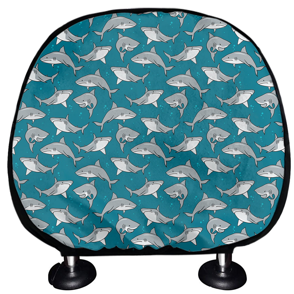 Cartoon White Shark Pattern Print Car Headrest Covers