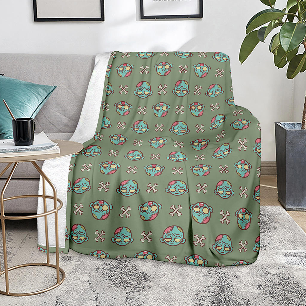 Cartoon Zombie Pattern Print Blanket