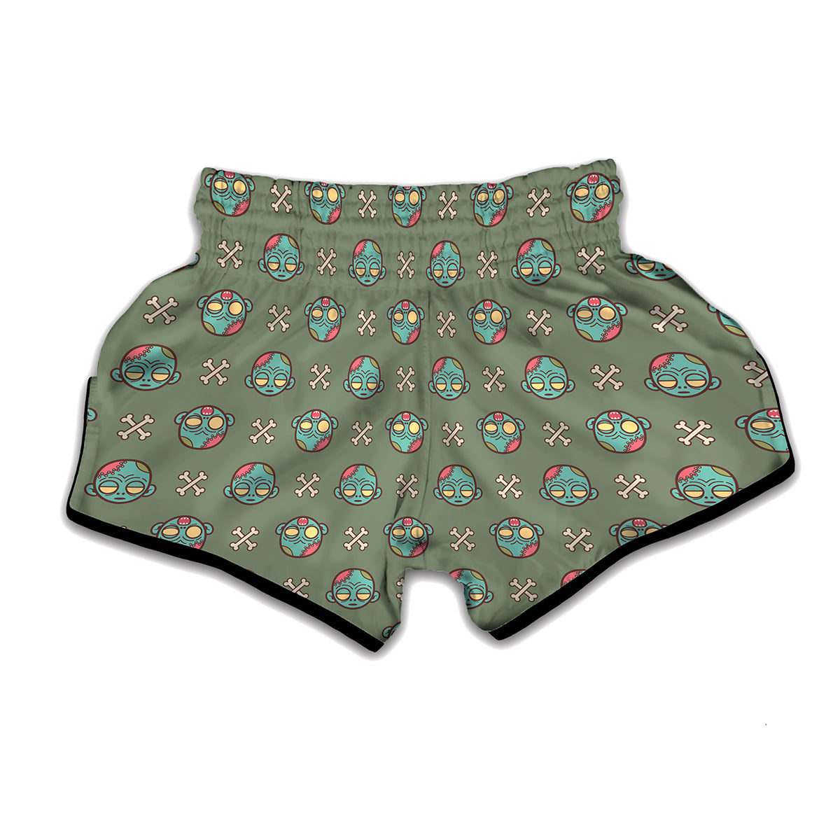Cartoon Zombie Pattern Print Muay Thai Boxing Shorts