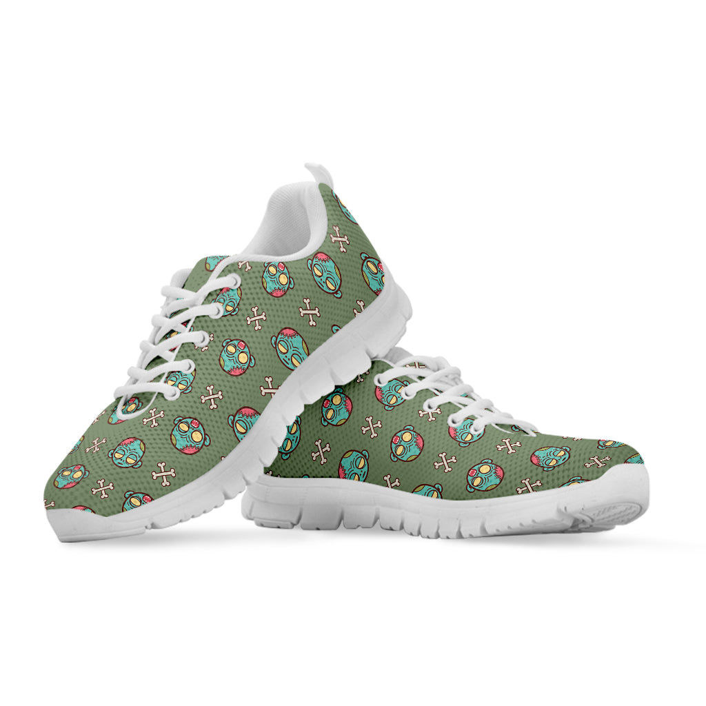 Cartoon Zombie Pattern Print White Sneakers