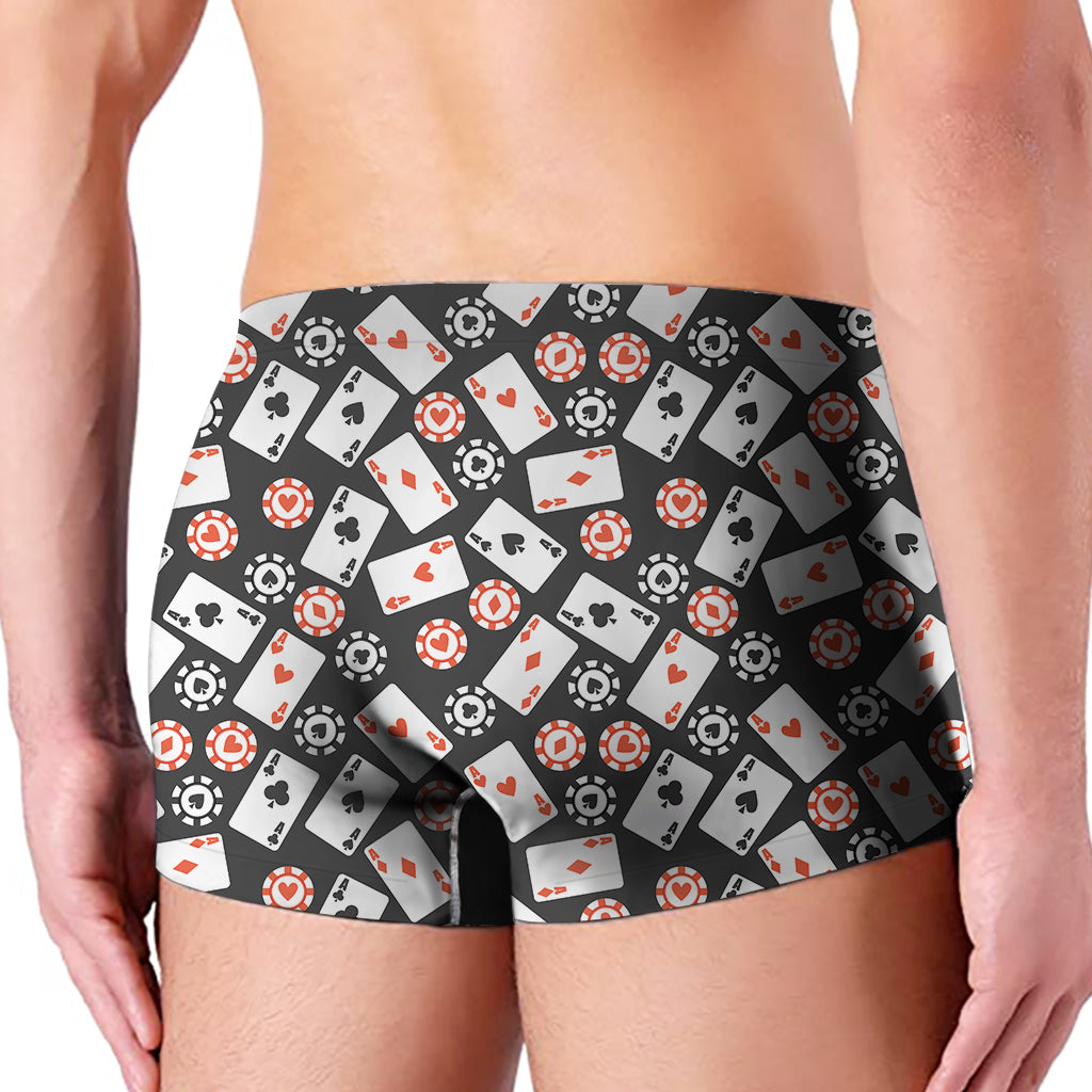 Casino Chip And Card Pattern Print Men's Boxer Briefs