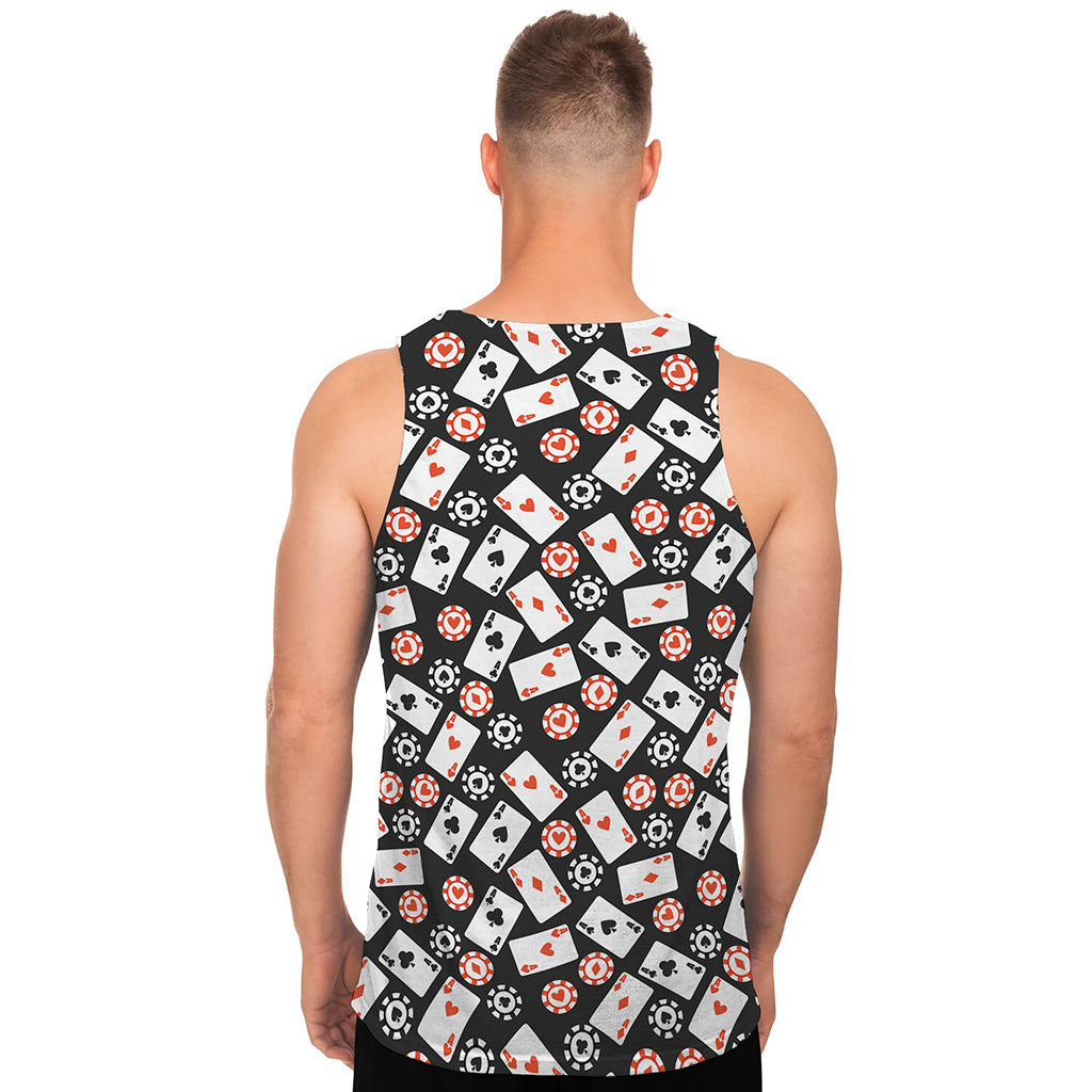 Casino Chip And Card Pattern Print Men's Tank Top