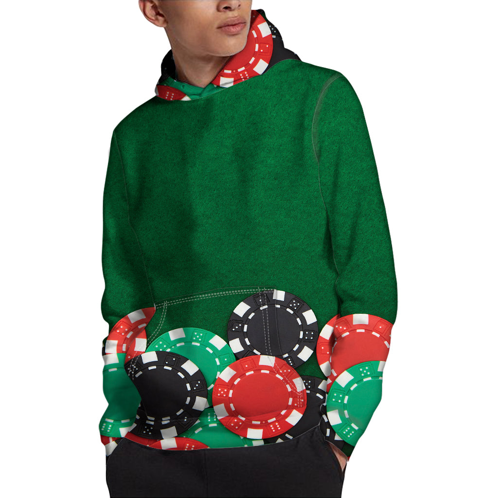 Casino Poker Chips Print Pullover Hoodie