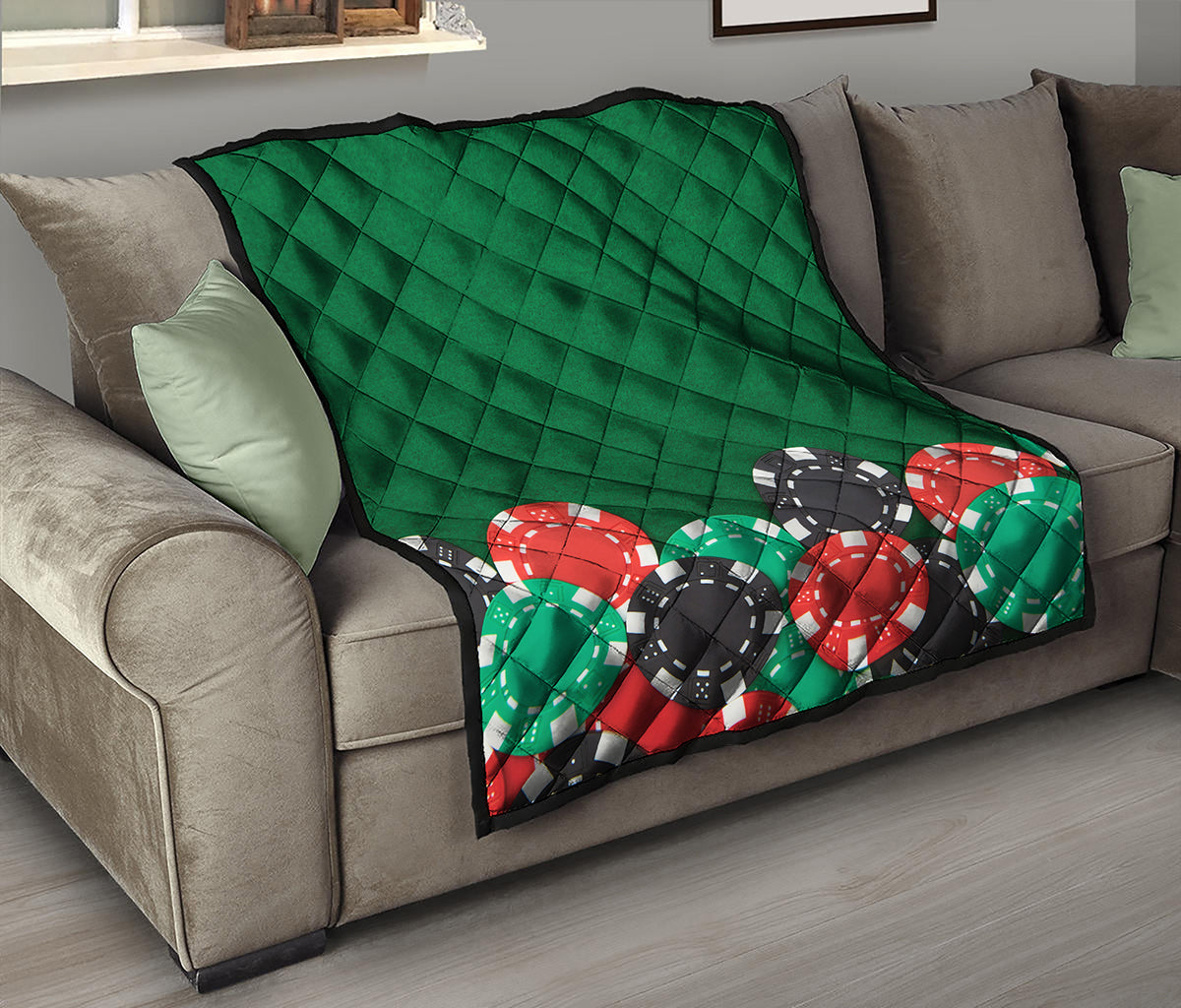 Casino Poker Chips Print Quilt