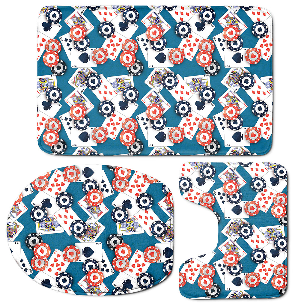 Casino Poker Pattern Print 3 Piece Bath Mat Set