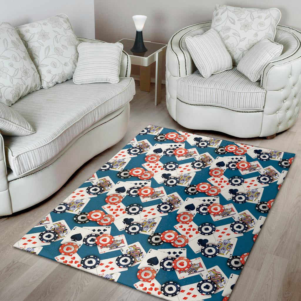 Casino Poker Pattern Print Area Rug