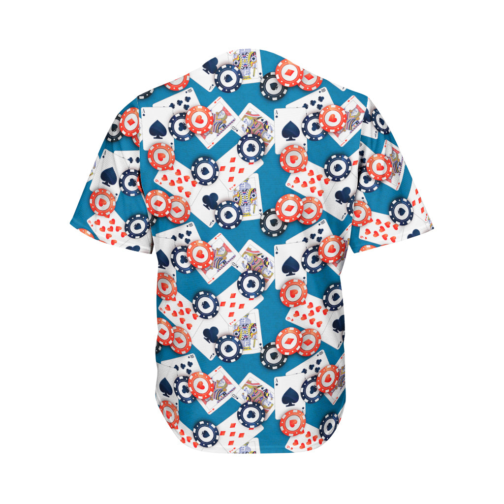 Casino Poker Pattern Print Men's Baseball Jersey