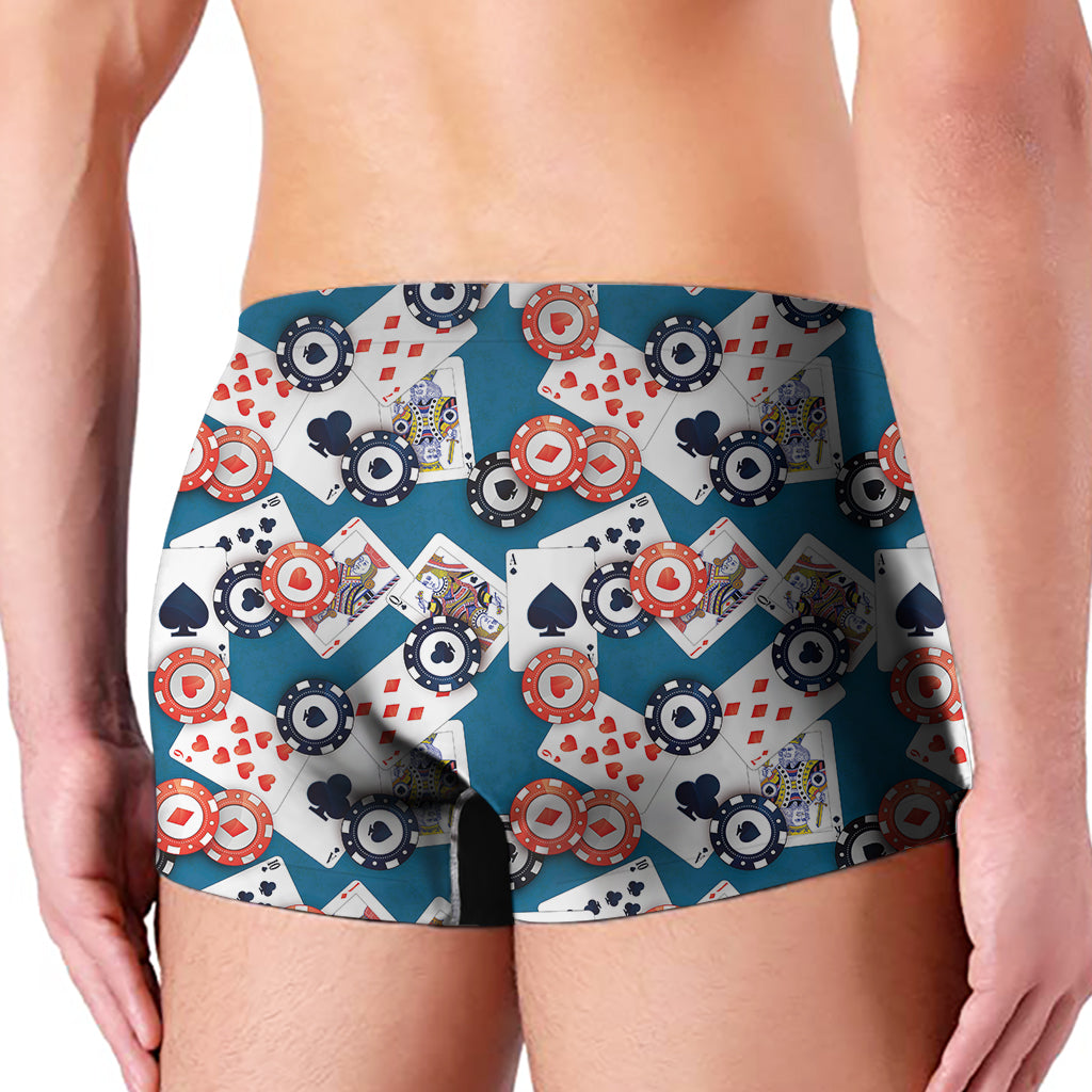 Casino Poker Pattern Print Men's Boxer Briefs