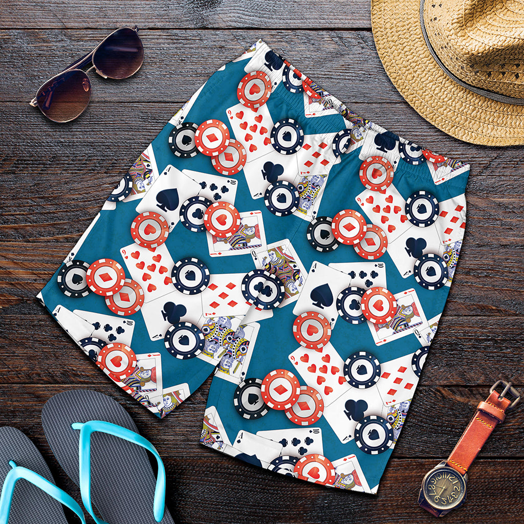 Casino Poker Pattern Print Men's Shorts