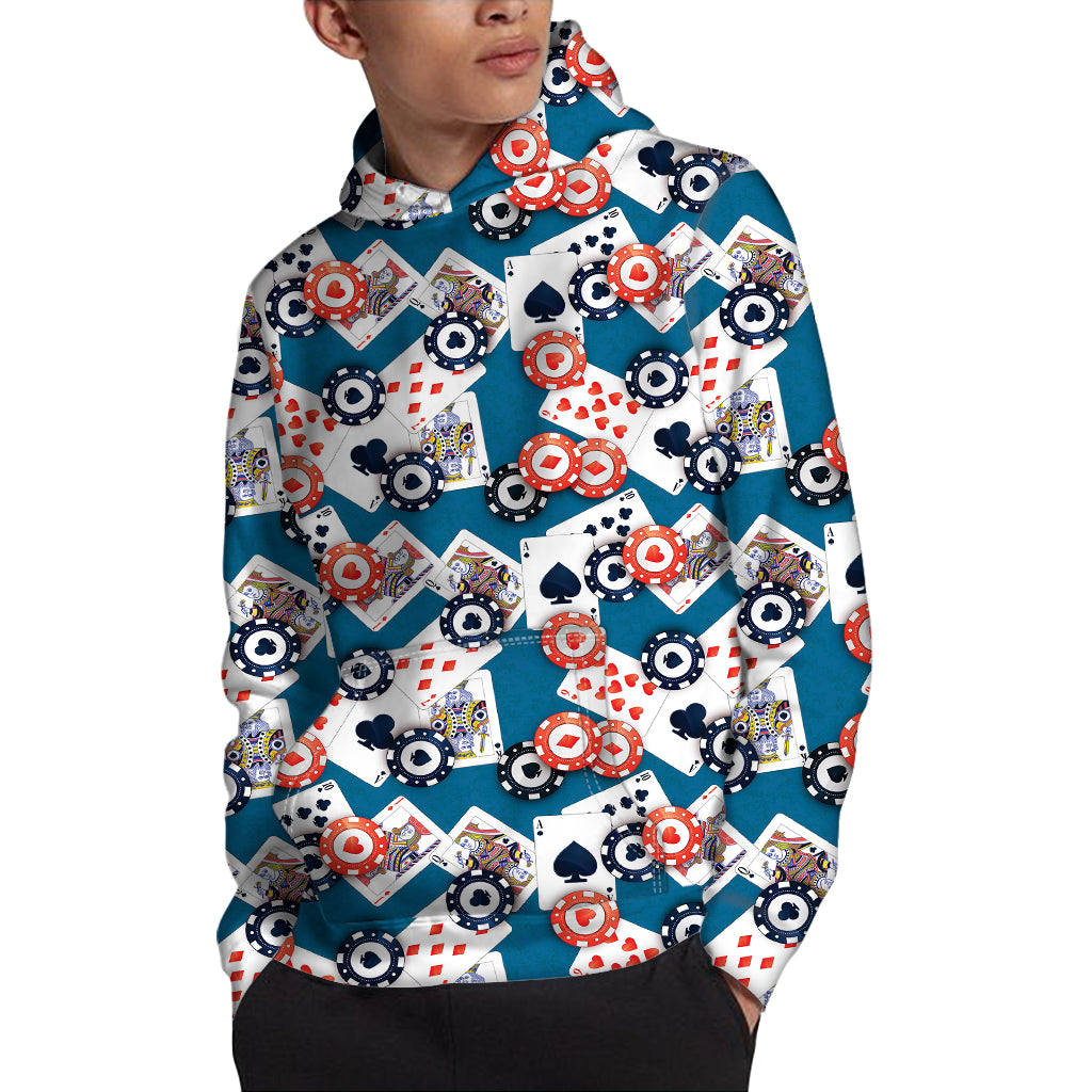 Casino Poker Pattern Print Pullover Hoodie